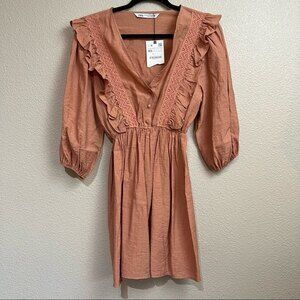🌼 FINAL PRICE Zara Ruffle Lace Marsala Dress